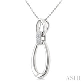 1/10 Ctw Open Window Oval Shape Link Single Cut Diamond Fashion Pendant With Chain in Sterling Silver